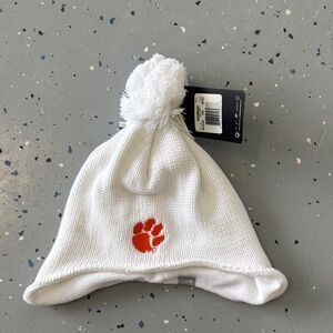 Clemson white fleece women’s beanie with Pom, Nike, new with tags